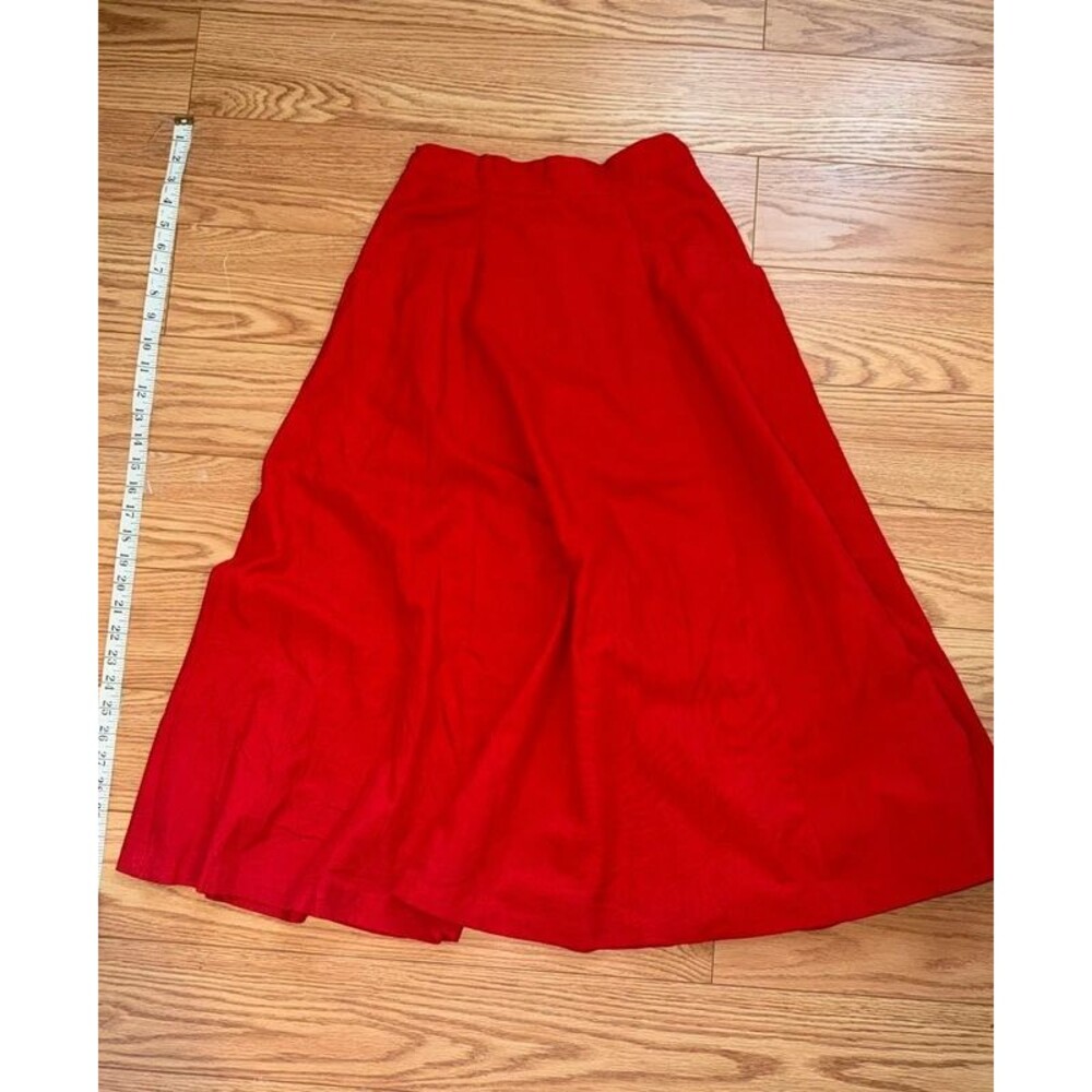 vintage city girl red a-line midi skirt